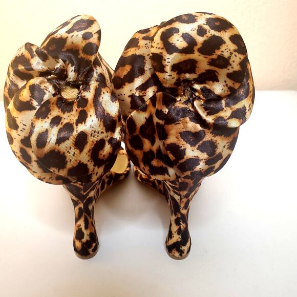 Lemonade Leopard Print 4 inch Wedge Sandals with Rose Sz 7M - Picture 4 of 6